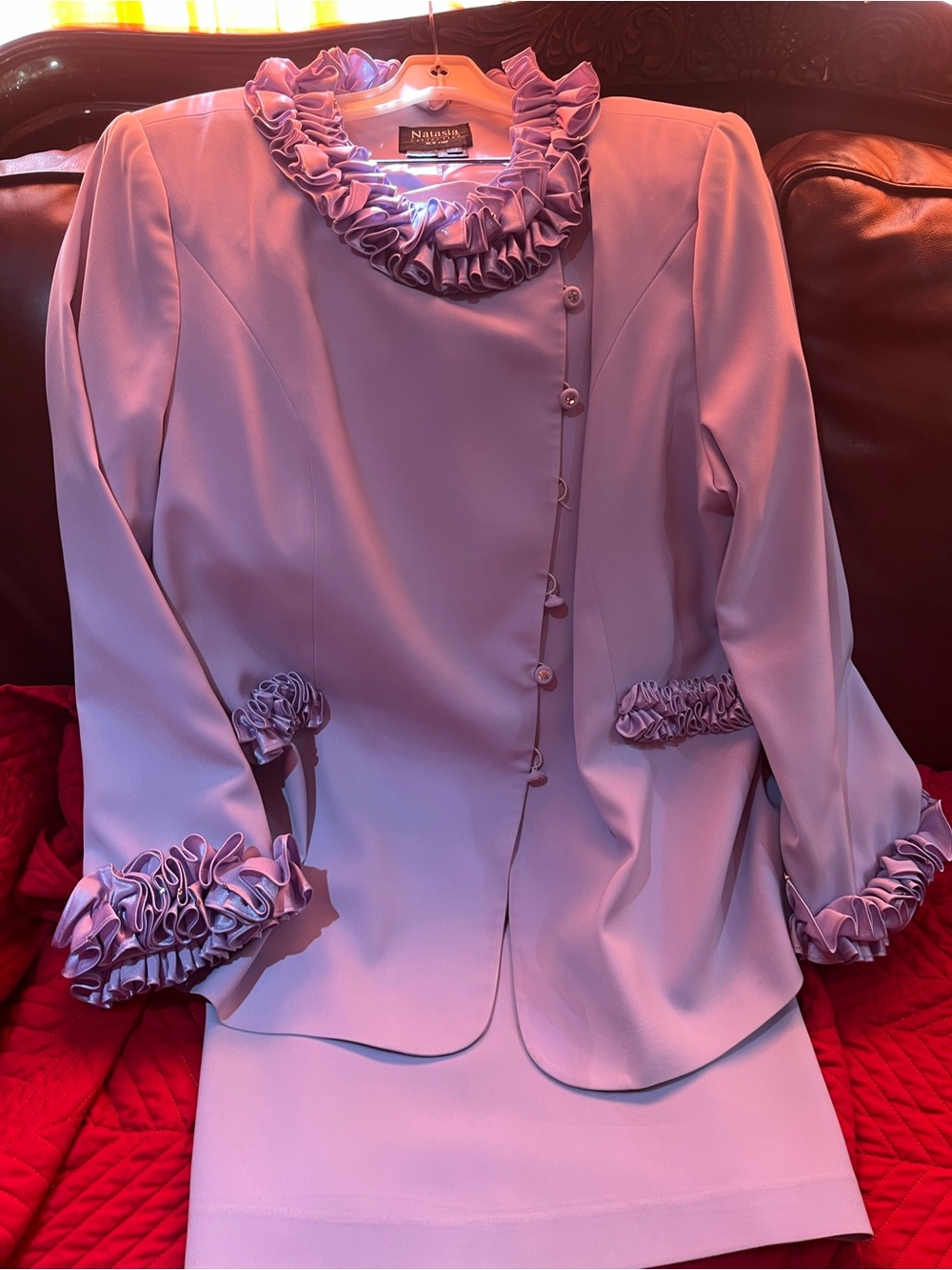 Lavender Ruffle-Trim Blazer